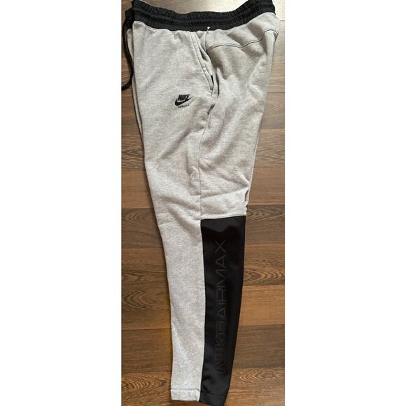 Nike Sweatpants Men XL Gray Black Air Max Jogger Pants Terry Fleece Gym Yoga - Picture 1 of 12